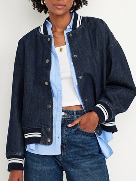 Old Navy Jackets & Blazers - Old Navy jean bomber jacket size M